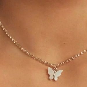 Acrylic Butterfly Choker Necklace Rhinestone